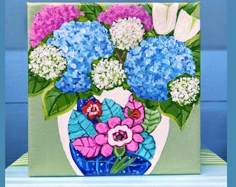 Original Hydrangea Chinoiserie Paintings