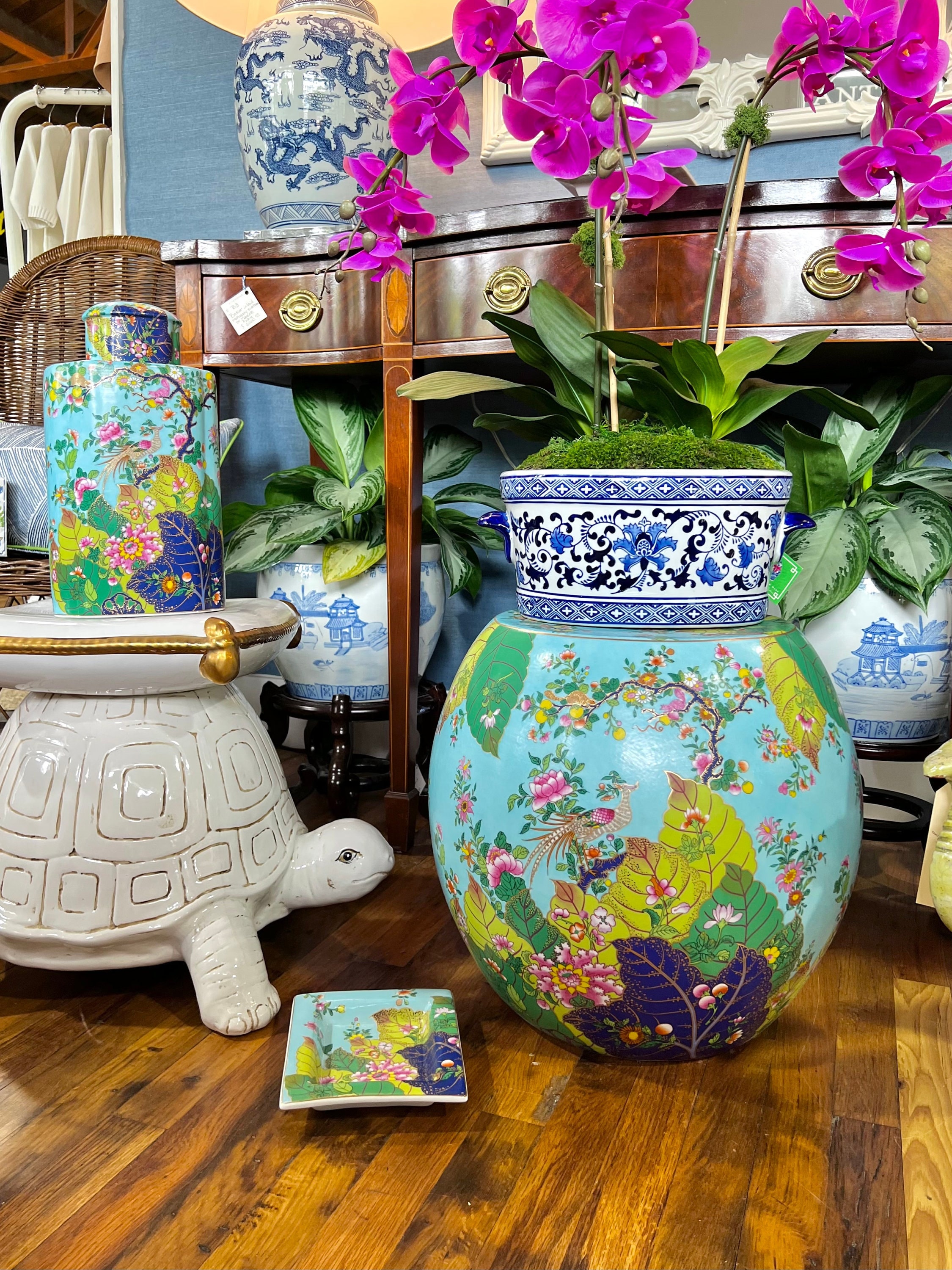 Tobacco leaf garden stool deals