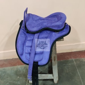 Synthetic Saddle Treeless Free max English Pony/adult Horse Saddle Tack With Stirrup Set 10"-18" free ship