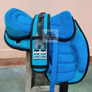 Synthetic Saddle Treeless Free max English Pony/adult Horse Saddle Tack With Stirrup Set 10"-18" free ship