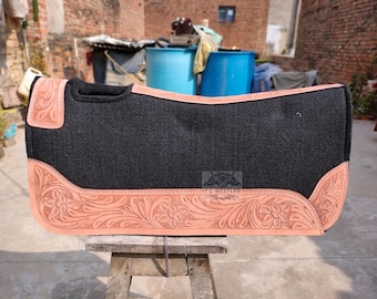 Premium Western Saddle Pad Hand Carved Saddle Pad Hand Tooled Pad all Size&quot; Freeshipping