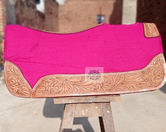 Premium Western Saddle Pad Hand Carved Saddle Pad Hand Tooled Pad all Size&quot; Freeshipping