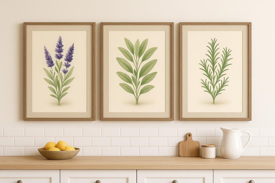 Botanical Herb Wall Art Set – Lavender, Sage, Rosemary | Vintage ...