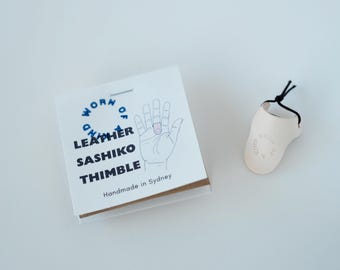 Dedal Sashiko de cuero ajustable con palma, bordado japonés, costura boro, bordado a mano, reparación visible, acolchado, herramienta artesanal, regalo
