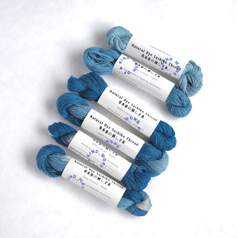 Visible Plot Thread Sashiko Thread Indigo Natural Dyed Hand-dyed Cotton Thread Japanese ...