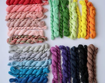 Handgefärbtes Sashiko-Garn 6-fädig, Baumwollgarn, Mehrfarbig, für Japanische Stickerei, Sichtbares Ausbessern, Handstickerei, Quiltgarn