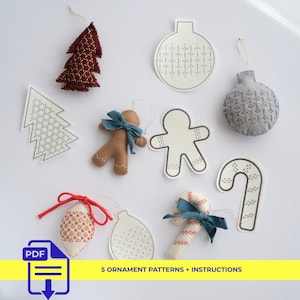 Wzór Sashiko, wzór na ozdobę świąteczną w formacie PDF, wzory liter A4, dekoracja świąteczna DIY do pobrania w wersji cyfrowej, samouczek haftu japońskiego