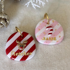 Candy Cane Tag | Pet ID Tag | Clay Pet Tag | Pet Tag | Custom Pet ID Tag | Pet Accessories |