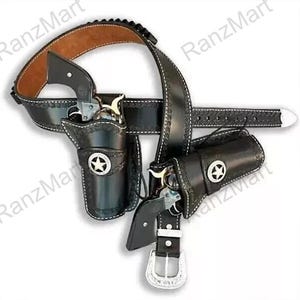 ウエスタンレザーカートリッジベルト、弾薬ループとハンマーストラップ付き、リボルバーホルスター、ガン、ウエスタンホルスター。22、32、35、7、38、44、45