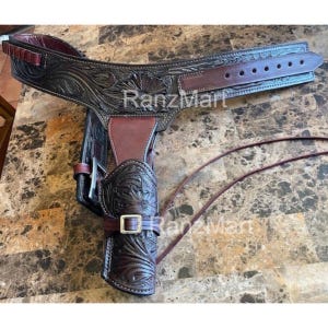 タイダウン COWBOYL ガンレザーホルスター .22 .32 .357 .38 .44 .45 カートリッジホルスター レザーベルト 弾薬ループとハンマーストラップ リボルバー ウエスタン