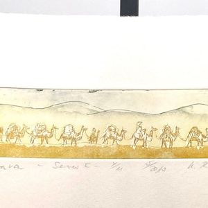 Caravan in Desert - Original Etching