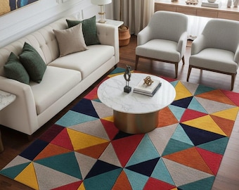 Hand-Tufted Textured Carpet | Multi Color Cut Pile Area Rug | Sustainable Home Decor Rug