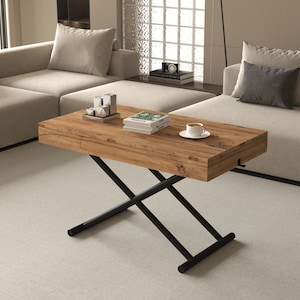 Zen Extendable Convertible Coffee to Dining Table-7 Different Adjustable Heights Unique Design for Every Purpose (Walnut)