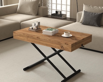 Zen Extendable Convertible Coffee to Dining Table-7 Different Adjustable Heights Unique Design for Every Purpose (Walnut)