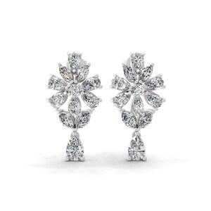 3.07 Ct Lab Grown Diamond Multi Dangle Earrings| 14k White Gold Earrings| Diamond Jewelry| Wedding Jewelry| Earrings| Unique Birthday Gift