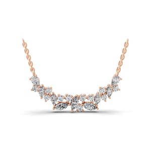 1.58Ct Labor gewachsene Diamant Halskette | 14k Rose Gold Halskette | Multi Diamant Halskette | Verlobung Schmuck | Geschenk für Frau | Silber Halskette