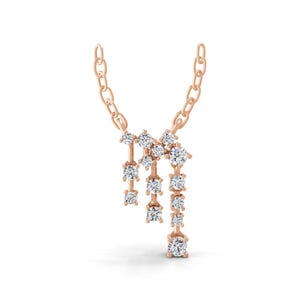 0.51 Ct Lab Grown Round Diamond Necklace| 14k Rose Gold Necklace| Engagement Jewelry| Necklace with Chain| Valentine's Day Gift for Friend