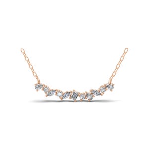 0.59 Ct Multi Lab Grown Diamond Necklace| 14k Rose Gold Necklace| Engagement Jewelry| Necklace with Chain| Valentine's Day Gift for Friend