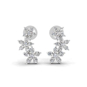 0.97 Ct Lab Grown Diamond Dangle Earrings| 14k White Gold Earrings| Flower Earrings| Lab Grown Diamond| Round Diamond Jewelry| Gift for Her