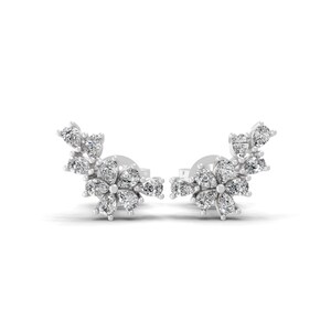Lab Grown Pear Diamond Stud Earrings: 14k White Gold