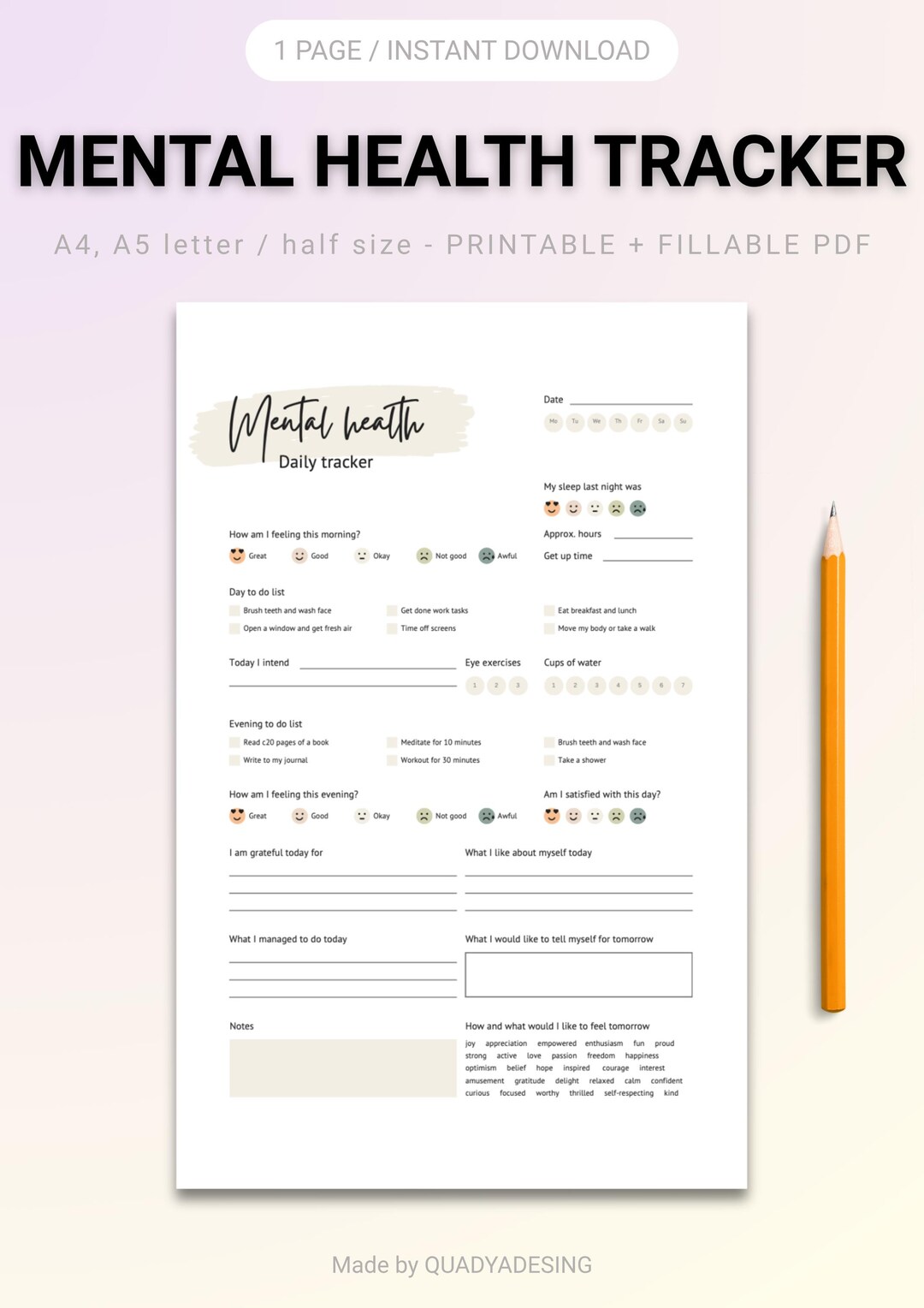 Track Your Emotions-well-being With This Minimalist Mental Health ...