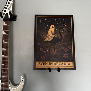 Even in Arcadia Ghost Print – Gothic Flamingo Wall Art, Surreal Pink and Black Decor, Vintage Ghost Illustration, Dark Cottagecore Gift