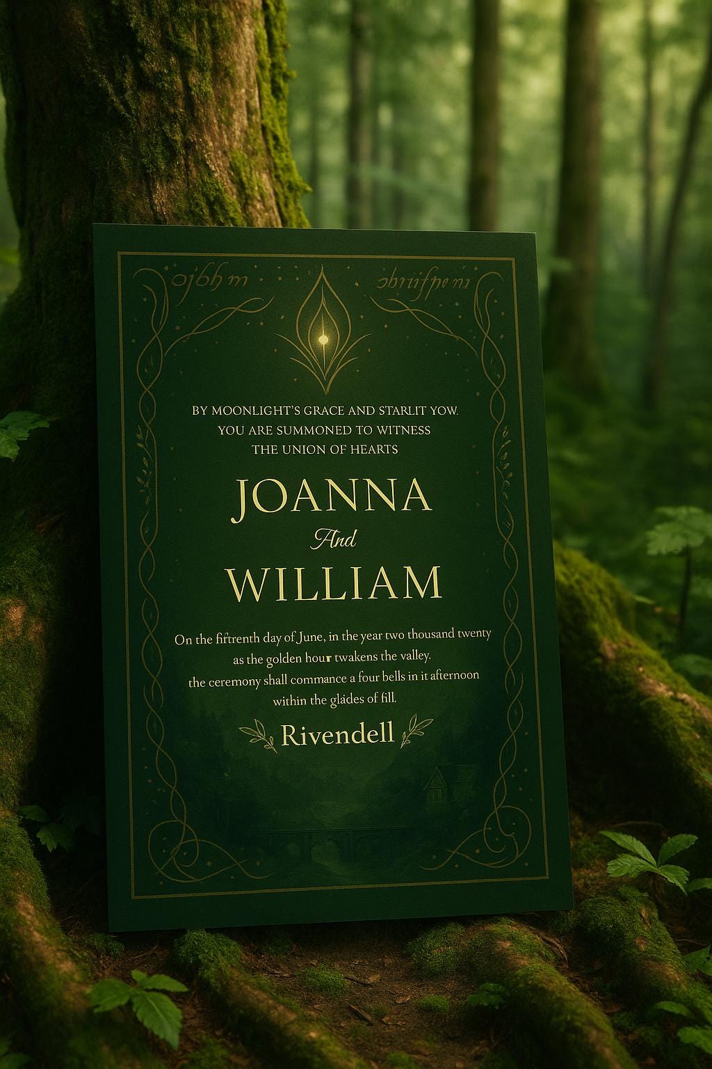 Elven Fantasy Wedding Invitation Template – Printable Digital Download | Mystical Forest Theme | Customizable Rivendell Style Invite