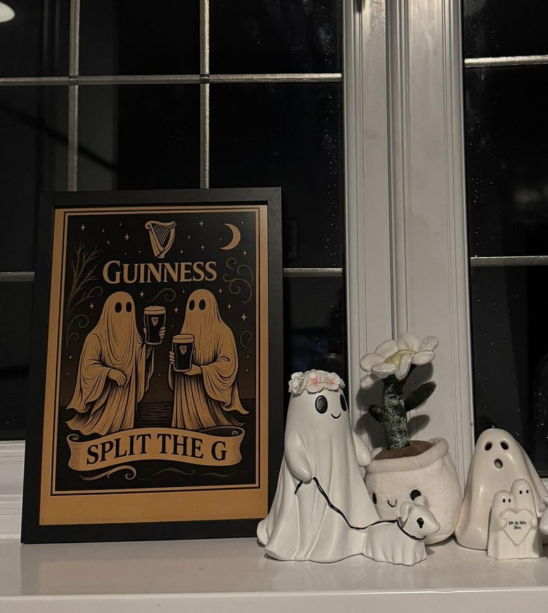 Guinness Ghost Art Print: Vintage Halloween Bar Decor image 2