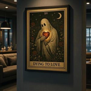 Mourir pour aimer la copie d'art de tarot fantôme | Téléchargement numérique romantique sombre | Art mural gothique | Inspiré de la musique imprimable