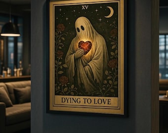 Dying to Love Ghost Tarot Kunstdruck | Dunkel Romantischer Digital Download | Gothic Wandkunst | Musik inspiriert Printable