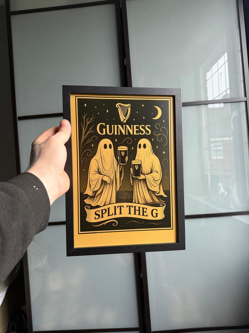 Guinness Ghost Art Print: Vintage Halloween Bar Decor image 3