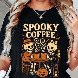 Spooky Coffee Clipart | Retro Halloween Skeletons | Digital Download