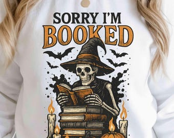 Halloween Book Stack PNG | Spooky Skeleton Reading Club | Digital Download