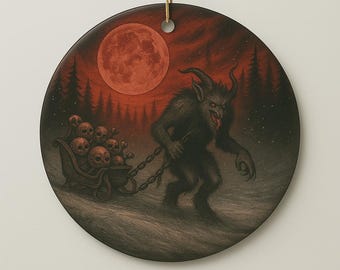 Krampus Ceramic Christmas Ornament: Gothic Horror Holiday Decor