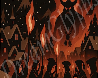 Krampus Returns: Gothic Holiday Wall Art, Krampusnacht Digital Christmas Printable