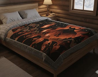 Krampus Blanket Gothic Tapestry Throw Decor