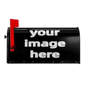 Benutzerdefinierte magnetische Briefkastenabdeckung - personalisiert mit Ihrem Bild | Schwarz mit roter Fahne | Langlebiges wetterfestes Design