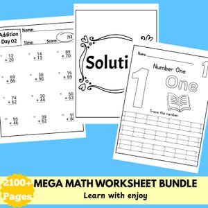 Ensemble de 2100 pages de feuilles d&#39;exercices de maths à imprimer sur l&#39;addition, la soustraction, la multiplication, pour tous, école primaire, école à la maison