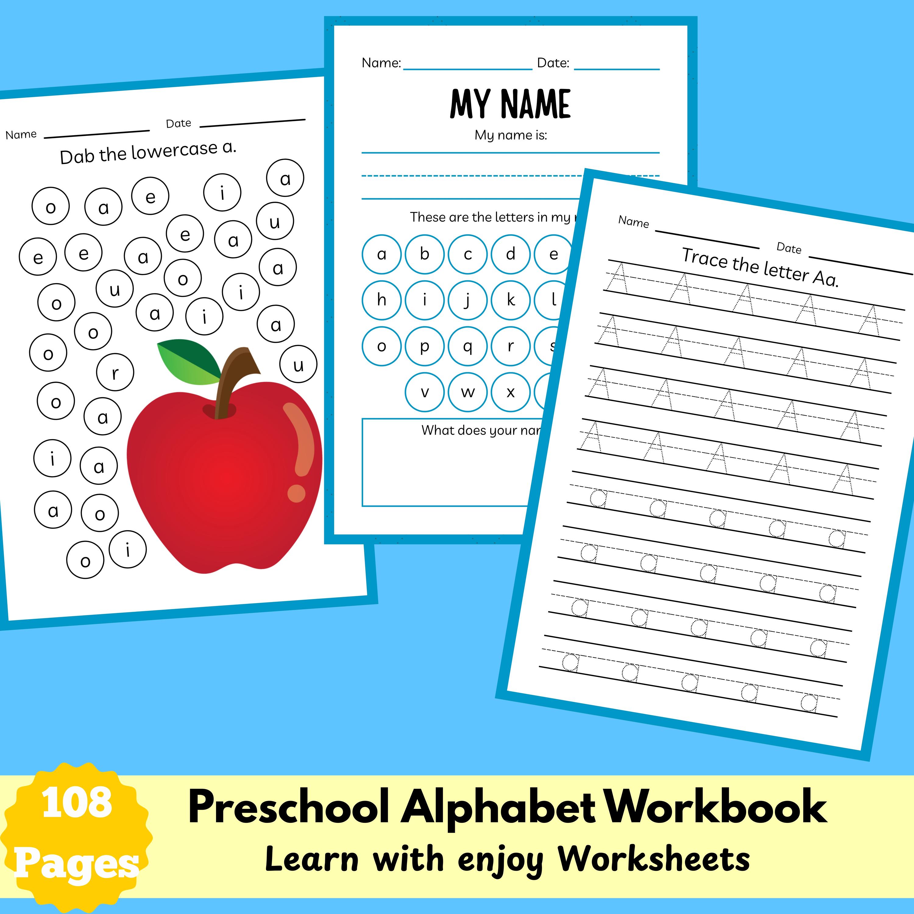 108 Pages Uppercase and Lowercase Alphabet Tracing Worksheets ...