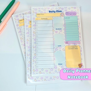 Daily Plan Notepad, Handmade Kawaii Stationery