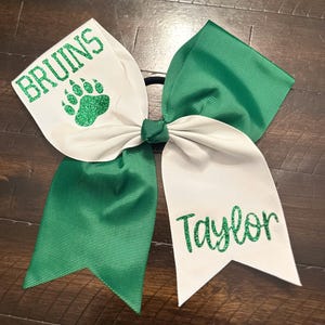 Custom Cheer Bow - Two Tone Sparkle W/ Name and Team