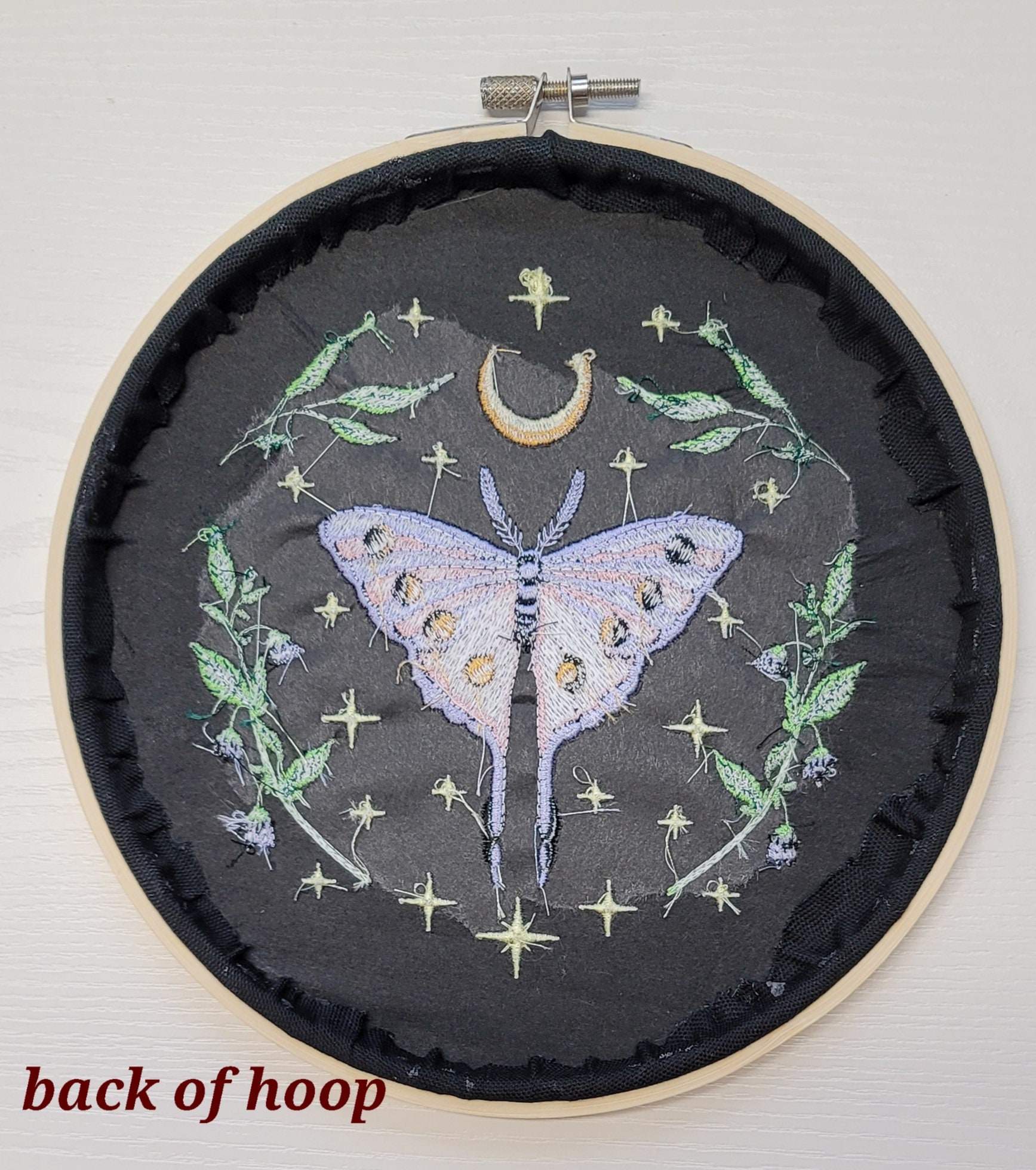 Moon Moth Embroidered Art - Etsy
