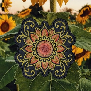 sunflower patch. embroidered
