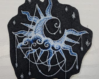 Moon, dreamscape embroidered patch