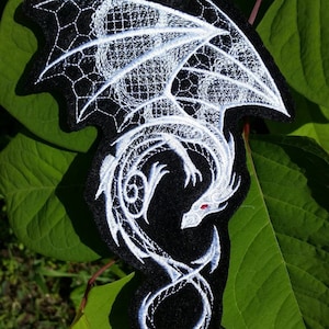 Embroidered Dragon Patch: Iron On Felt Applique