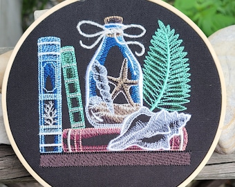 Seaside treasures  embroidered art.