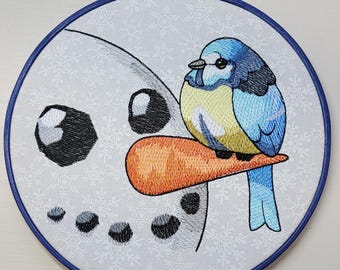 Cadre de broderie bonhomme de neige fini