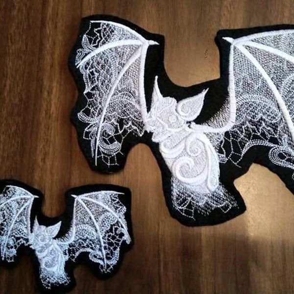 Ghost Bat Patch: Embroidered Felt Applique