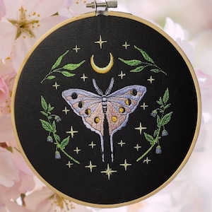 Moon Moth Embroidered Art - Etsy