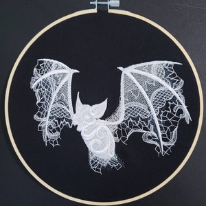 Bat embroidery hoop art